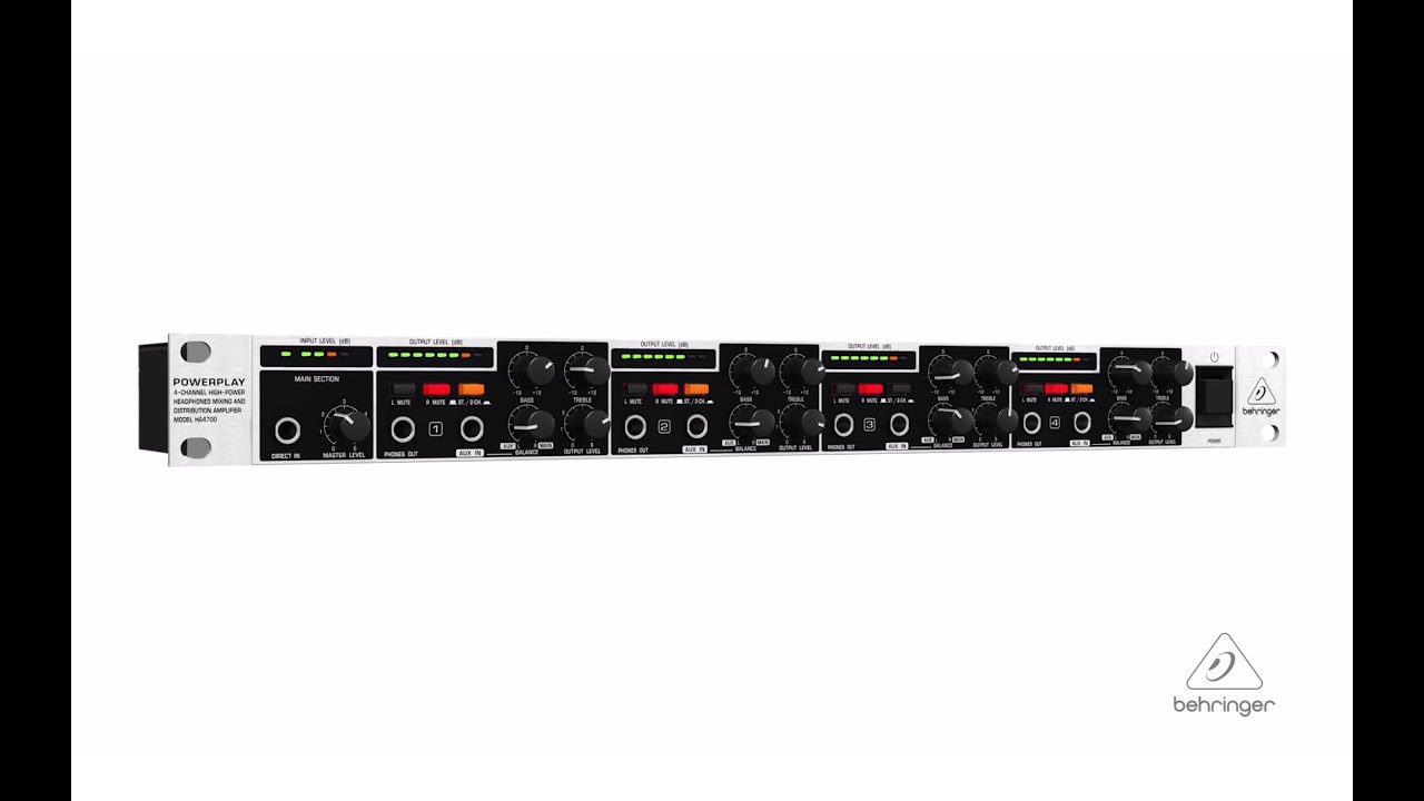 POWERPLAY HA4700 4-Channel Headphones Mixing and Distribution Amplifier