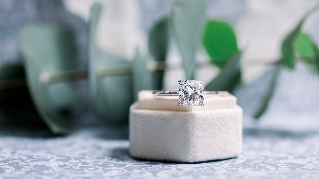 2.5 Carat Cushion Cut Solitaire Lab Created Diamond Engagement Ring in Platinum | Ada Diamonds