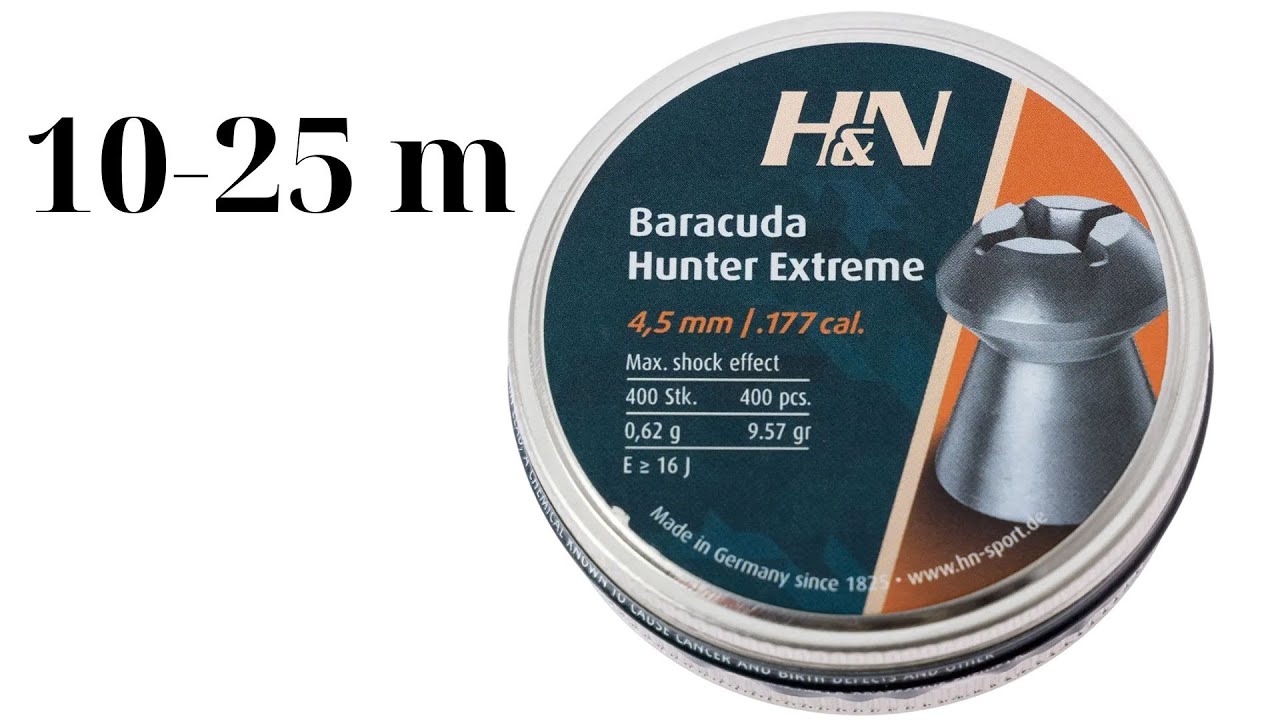 H&N Baracuda Hunter Extreme 4.5 (.177) 0.62 g (9.57 gr) pellets 10-25 meter testing accuracy