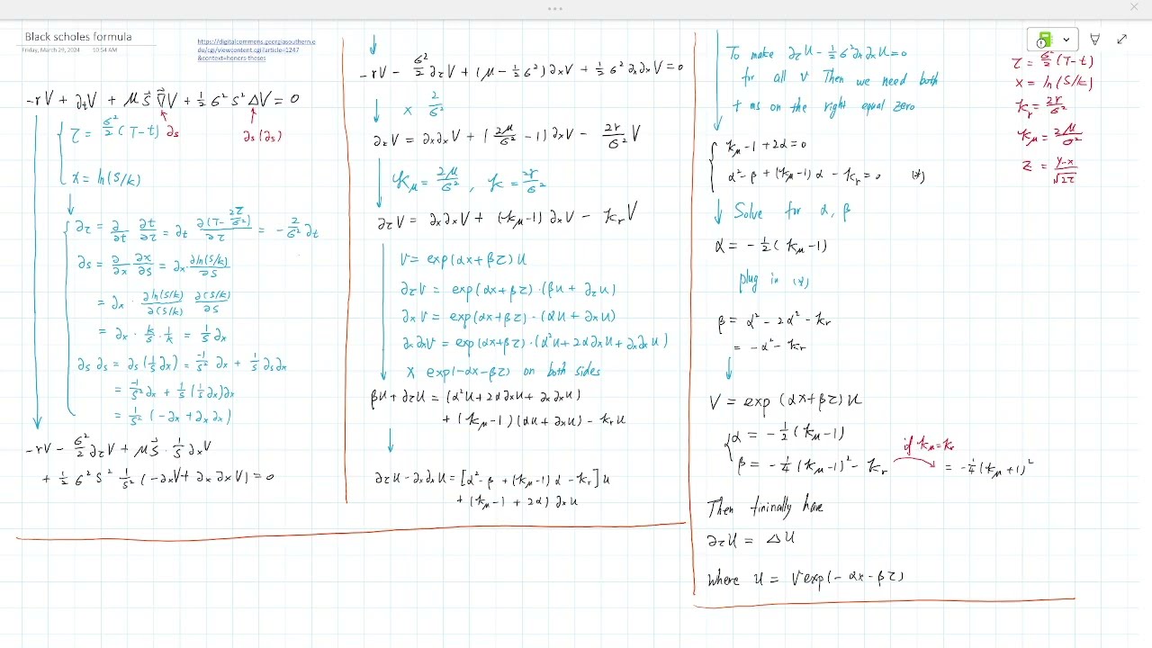 Options Pricing Full Derivation (European call and put using Black Scholes formula)