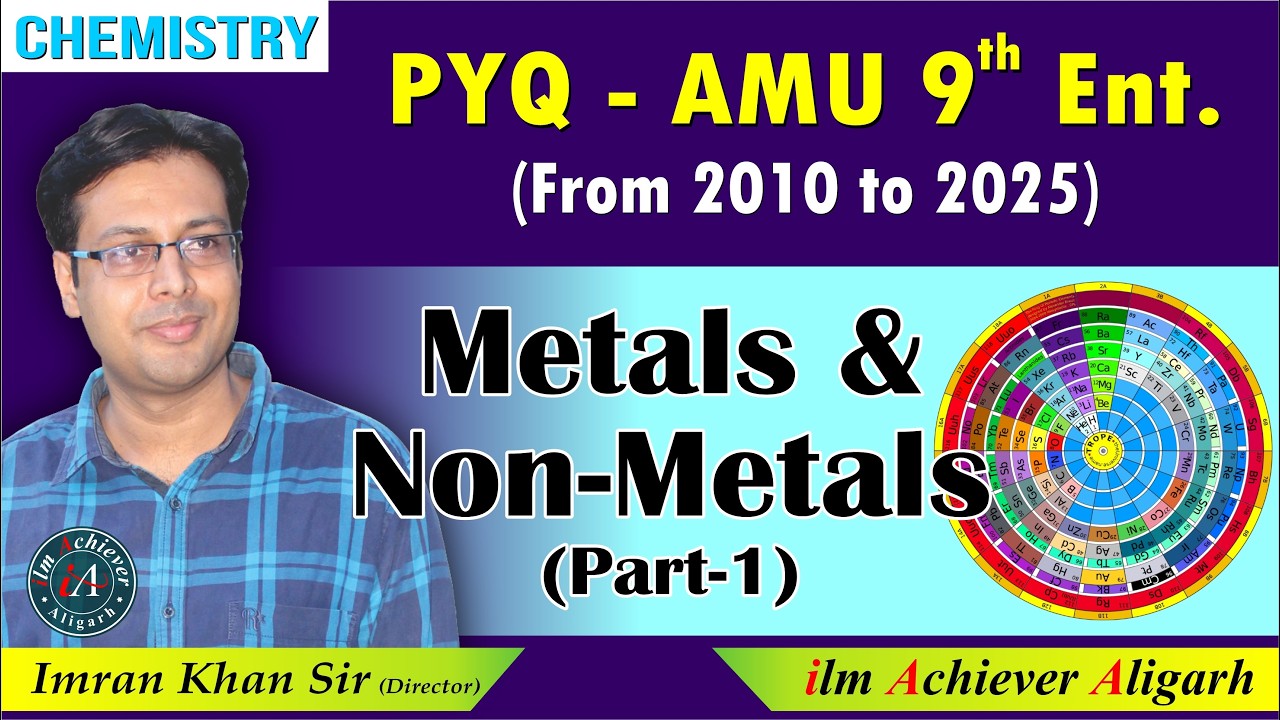 Metals and Non-Metals (Part–1) | AMU 9th Entrance PYQ (2010–2025) | Imran Khan Sir | ilm Achiever