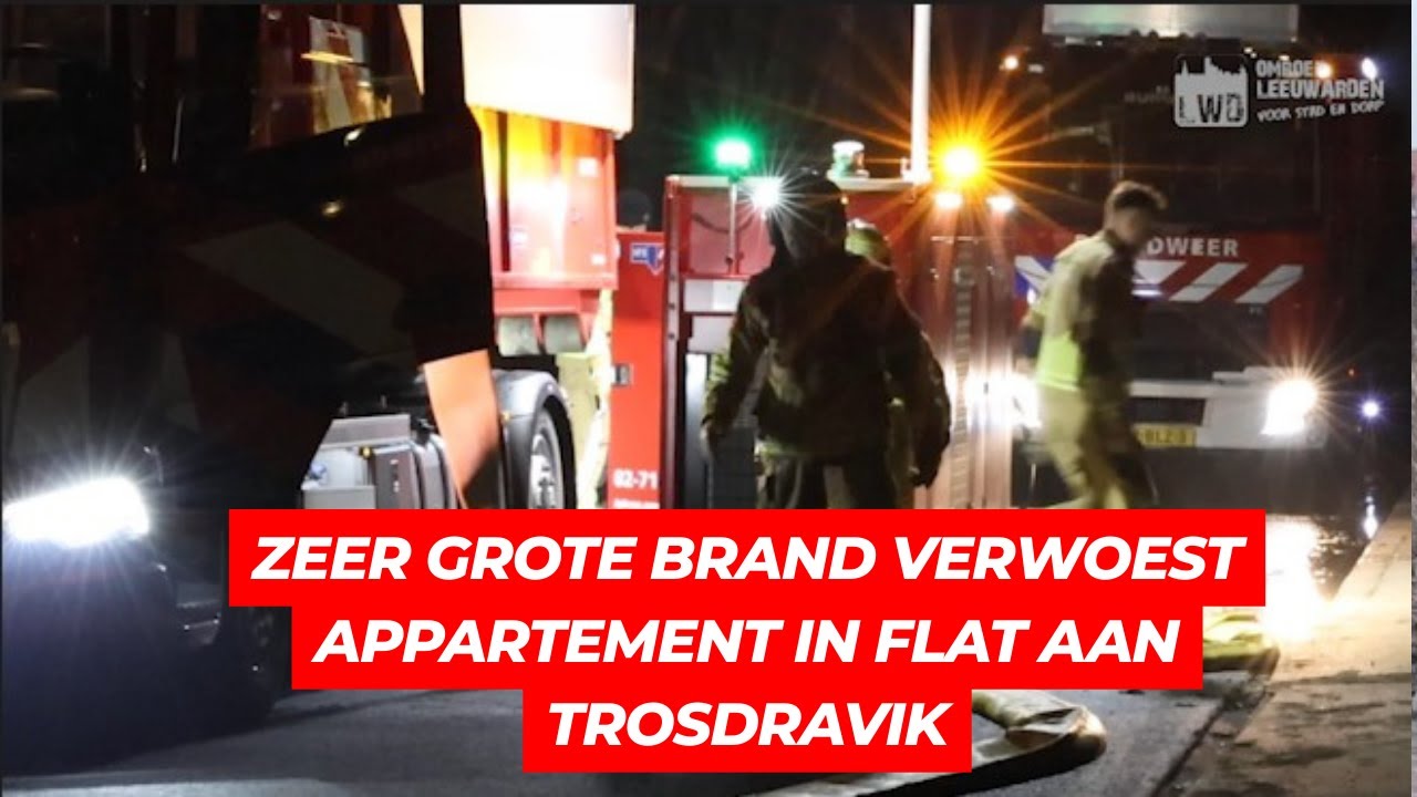 Zeer grote brand verwoest appartement in flat aan Trosdravik