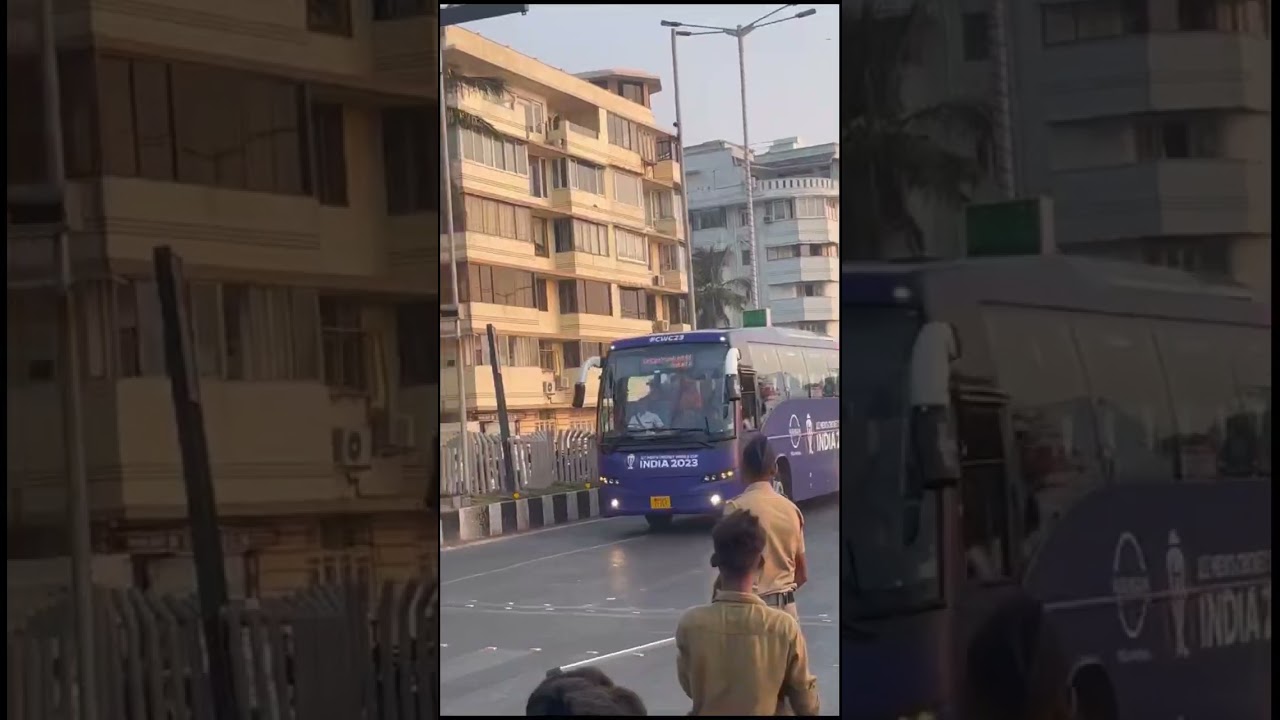 India&rsquo;s Team Bus arriving at Wankhede Stadium for practice!🇮🇳🏏 #wolrdcup #viral #shorts