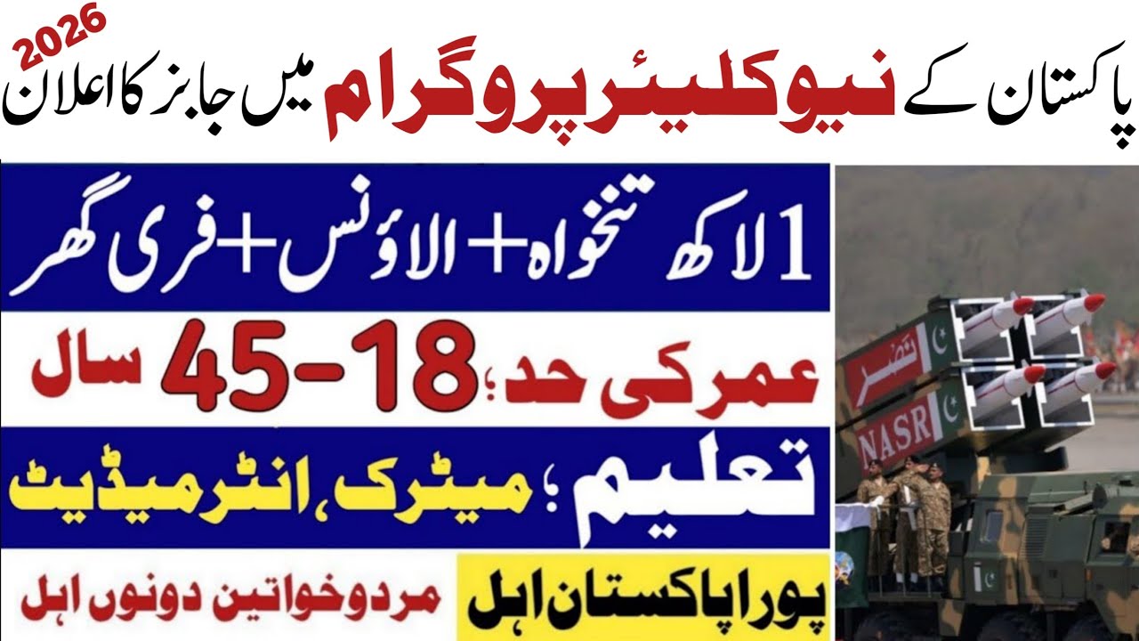 Pakistan Atomic energy department jobs 2026|Pakistan nuclear program jobs 2026|Today New jobs 2026