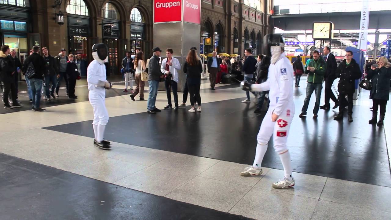 Fechten im Hauptbahnhof Zürich