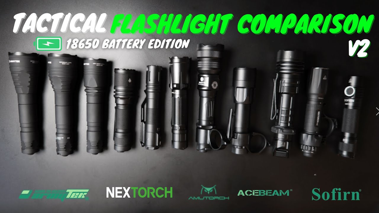 Tactical 18650 Flashlight Comparison  (ArmyTek vs ACEBEAM vs Klarus vs Brinyte vs Wuben vs NEXTORCH)