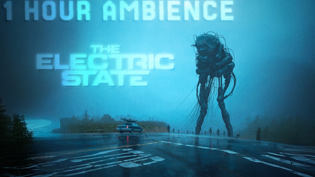 1 Hour of The Electric State Ambience | Rain Sounds & Dystopian Soundscape