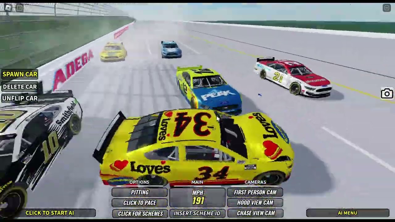 Roblox Nascar AI crashes at Talladega