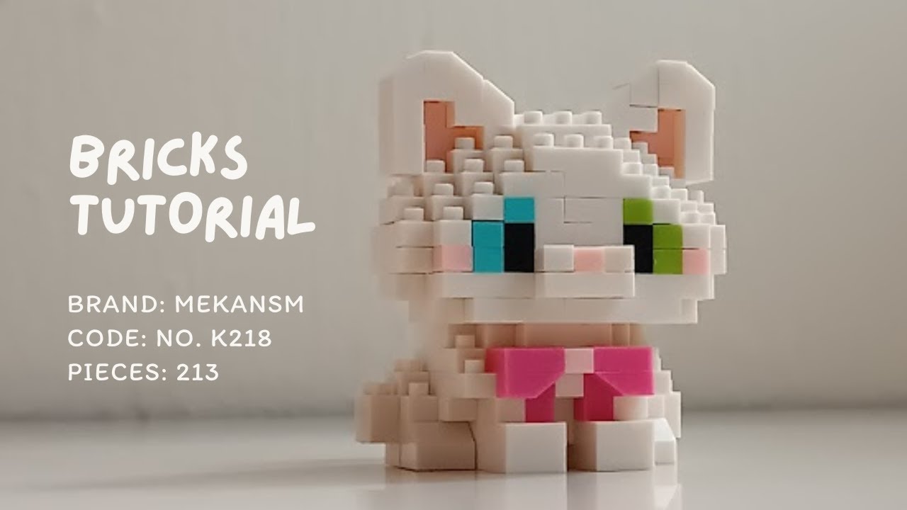How to Build Munchkin White Cat with Pink Bow | MEKANSM Pet Day K218 Block Tutorial (213 Pieces)