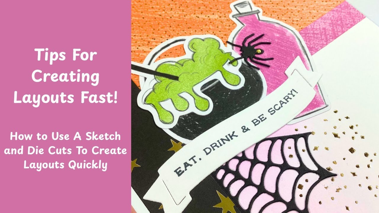 Create Layouts Fast Using Sketches and Die Cuts! - 2 Page Halloween Layout!
