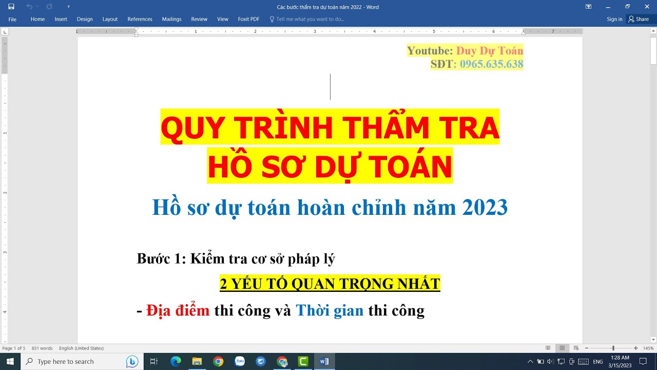 THẨM TRA HỒ SƠ DỰ TOÁN XÂY DỰNG NĂM 2023 | Duy Dự Toán