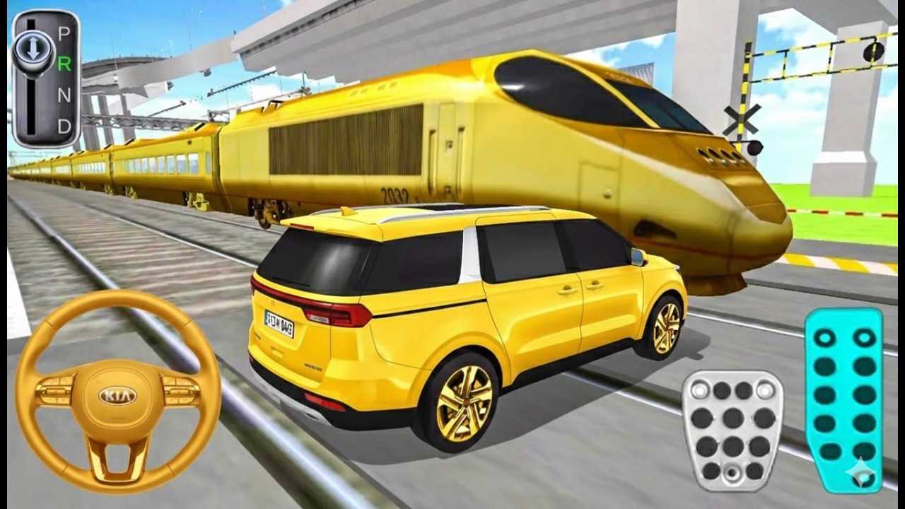 New Golden SUV Car Kia Carnival vs Golden Bullet Train - 3D Driving Class 2026 - Android Gameplay