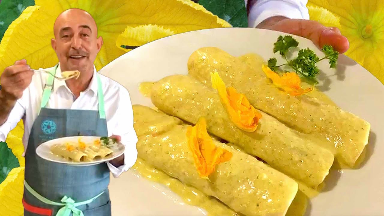 Enchiladas de pollo en crema de flor de calabaza