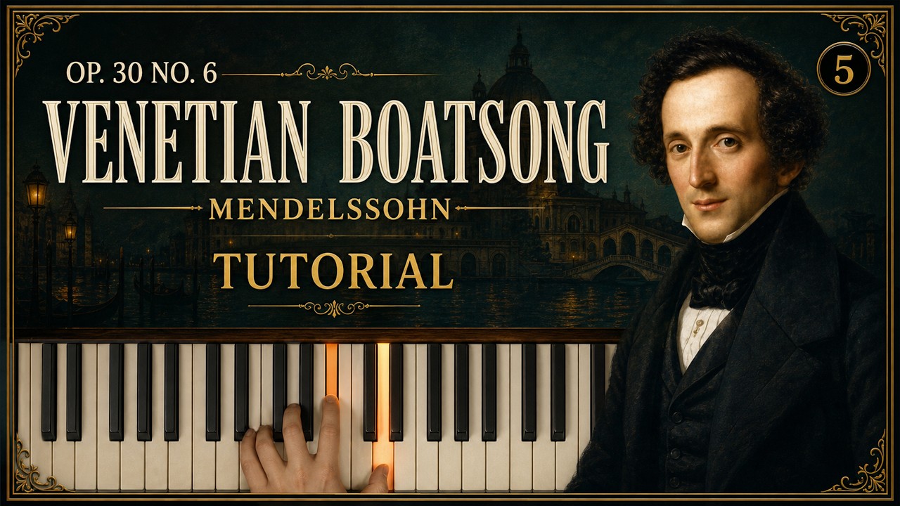 VENETIAN BOAT SONG (Song Without Words) by Mendelssohn | Piano Tutorial (Part 1) Slow and Detailed