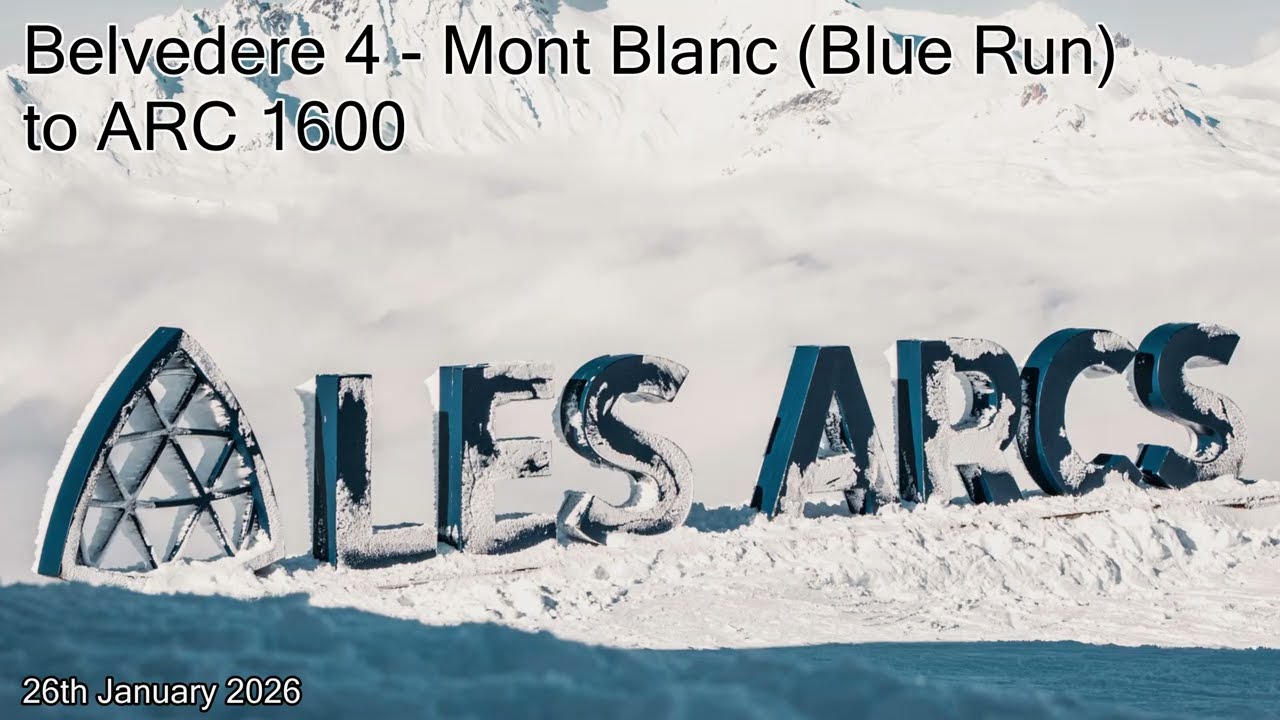Les Arcs Paradiski Skiing POV Mont Blanc Blue Run to ARC1800 (Jan 2026)