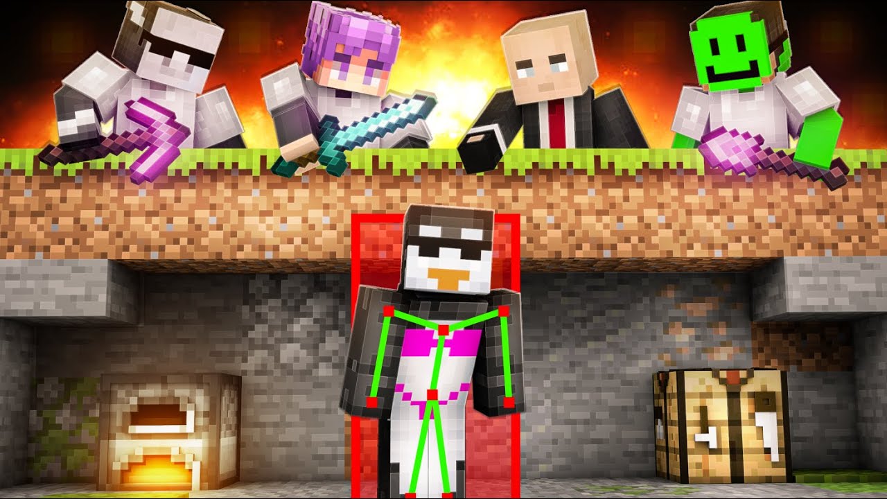 CHEATER VS 15 ŁOWC&Oacute;W (minecraft hitman)