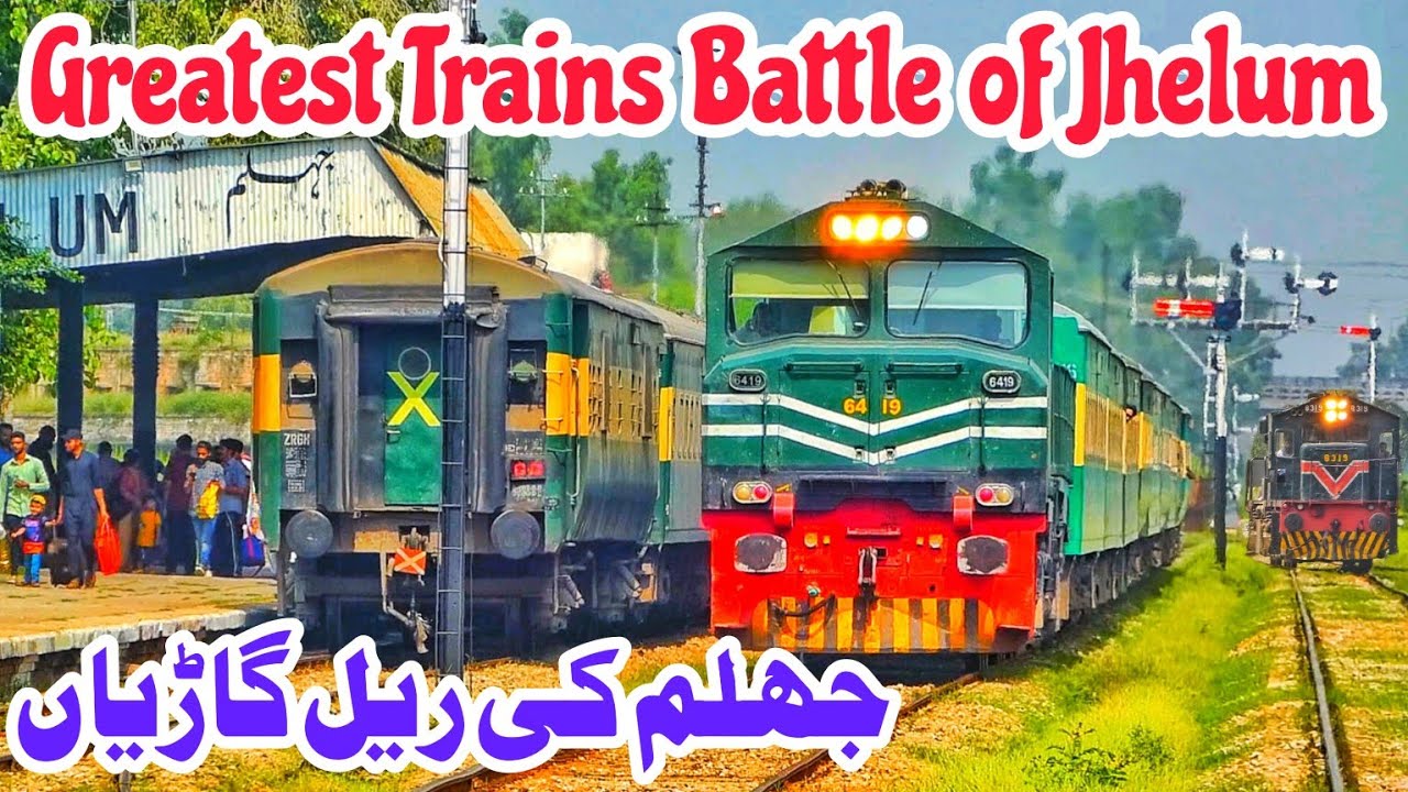 Epic Trains Battle at Jhelum Railway Station! Back-to-Back Fast Train Action #travel #jhelum