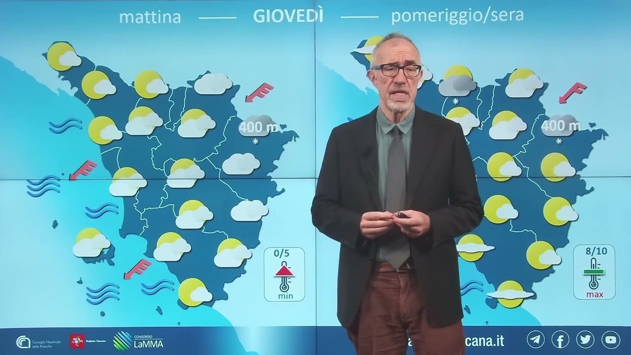 Le condizioni meteo di oggi in Toscana - mercoledì 15 Gennaio 2025