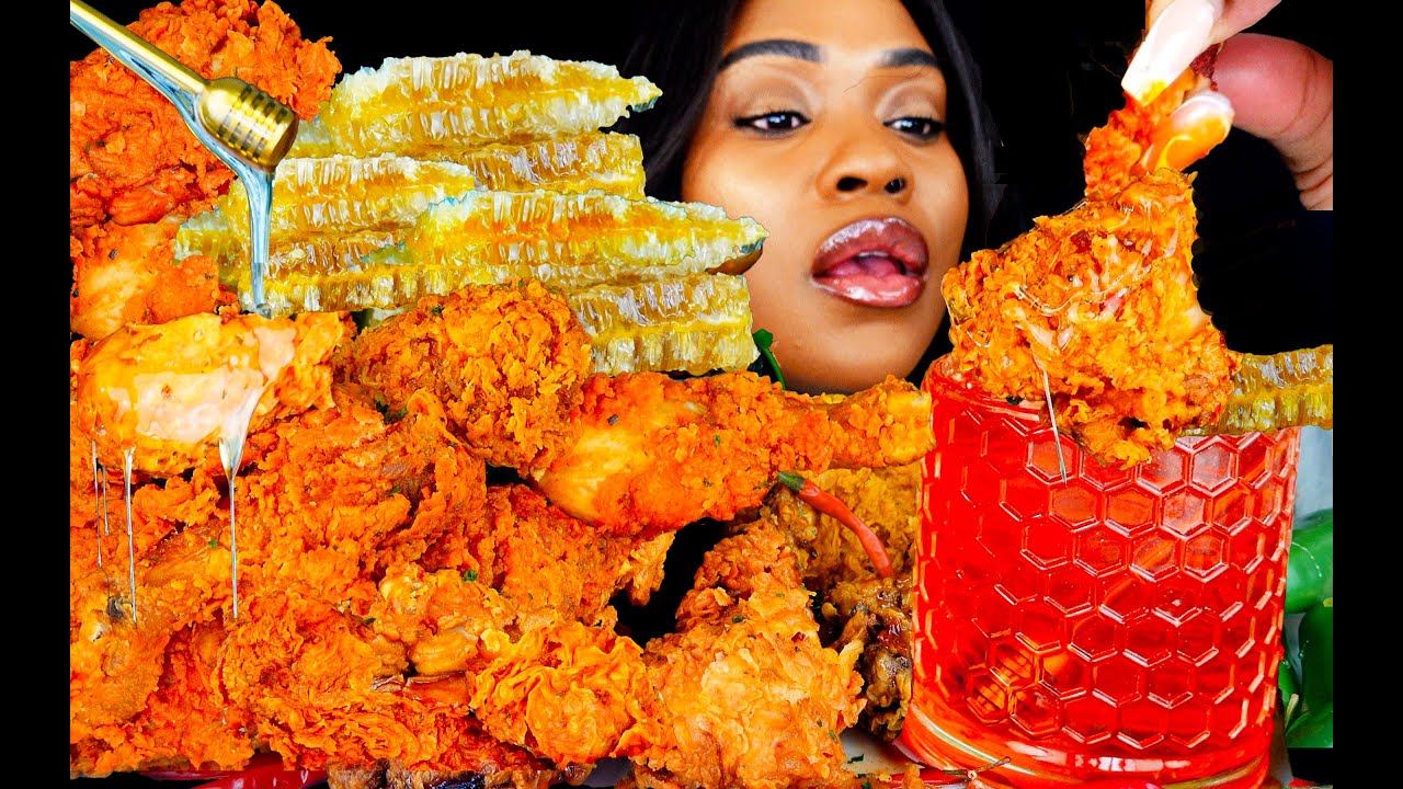 ASMR MUKBANG: EXTREME SPICY KOREAN FRIED CHICKEN & HONEYCOMB | 불닭 먹방 🔥EXTREME CRUNCHY EATING SOUNDS