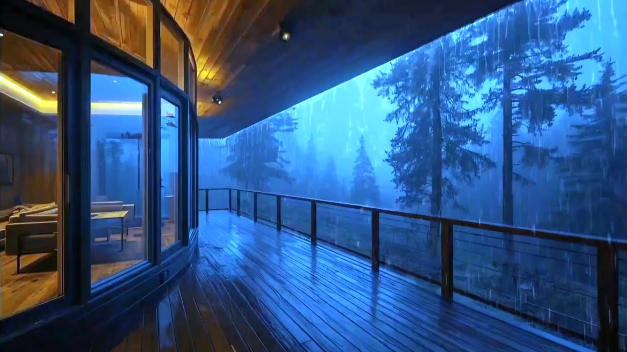 Peaceful Rain on the Porch in the Rainy Night | 3 Hours Relaxing Rain