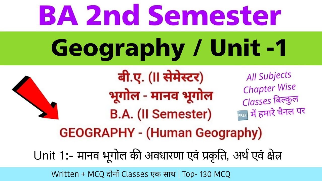 ba 1st year 2nd semester geography unit 1 | ba 2nd semester geography unit 1 2026 | human geography