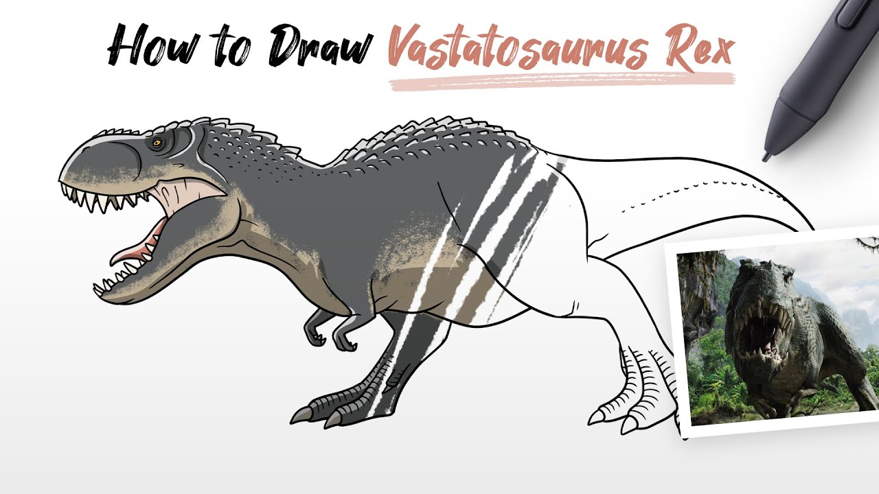 How to Draw Vastatosaurus Rex dinosaur from King Kong movie Easy Step by Step