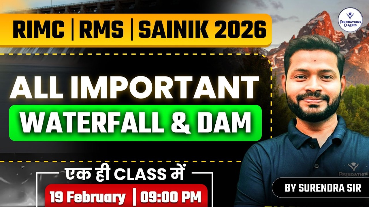 RIMC RMS Sainik 2026 | Important Waterfalls & Dams of India | Geography One Shot