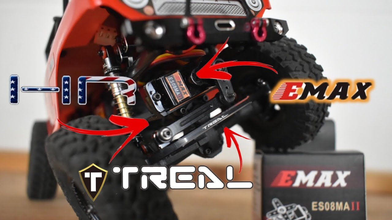 Axial SCX24 Emax Servo - Hot Racing Servo Mount - Treal Aluminum Steering Links.- Install