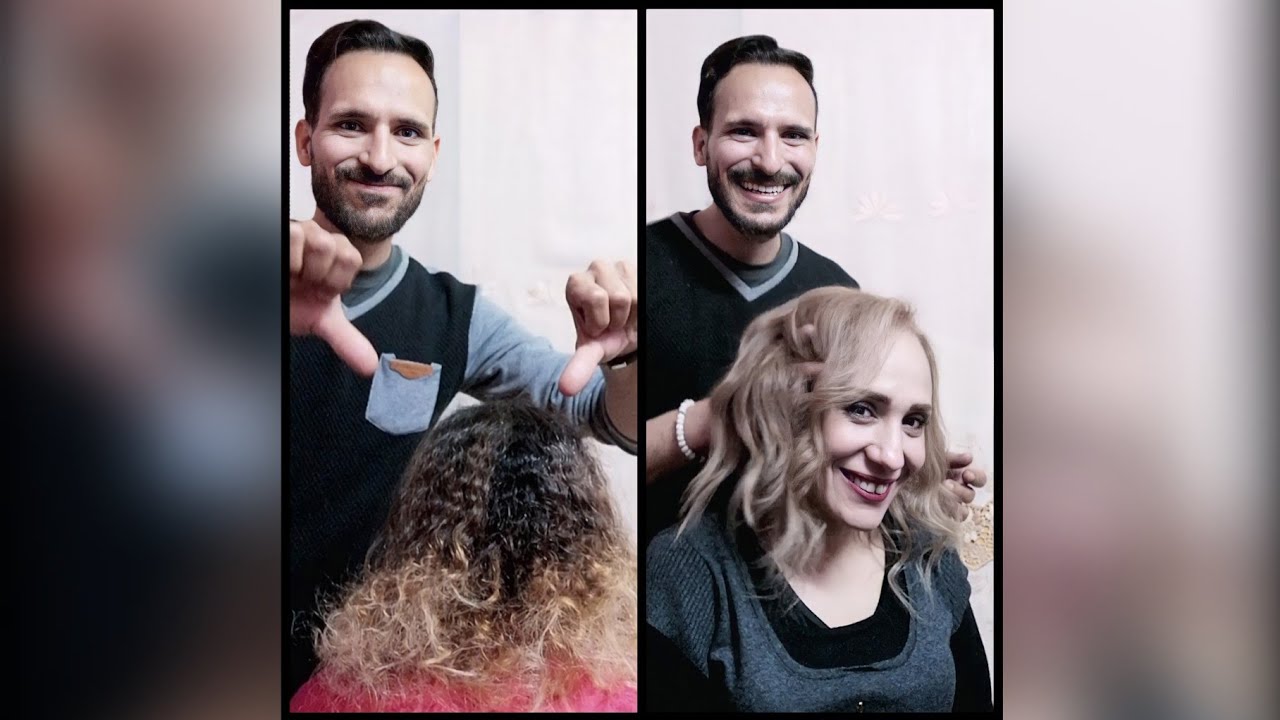 تفتيح بصبغة الشعر الاسود والاورانج المختلط ب #الشيب الى #اشقر_بيج بأقل ضرر👌 #hair_transformatiom