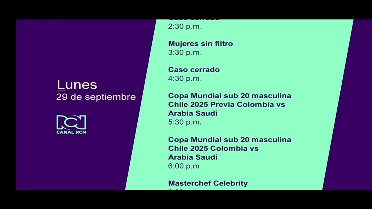 Programacion Canal RCN 29/09/2025.