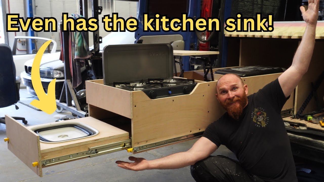 Slide out Kitchen in a Renault Trafic camper van | pt 23
