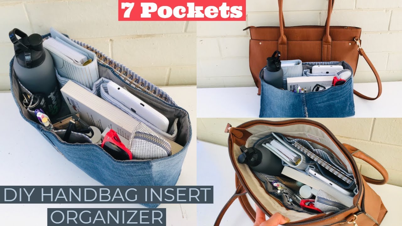 DIY BAG/JEANS BAG/HANDBAG INSERT ORGANIZER/RECYCLE OLD JEANS/EASY TUTORIAL/DIY IDEA/DIY กระเป๋า