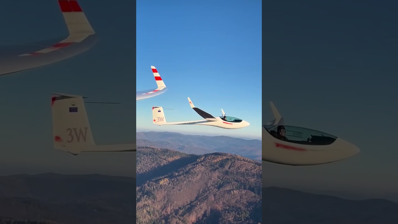Formation Gliding Over Mount Żar Poland | Sailplanes Flying In The Beskid Mały Mountains