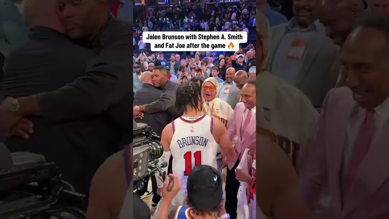 Brunson meets up with Fat Joe & Stephen A. after the game