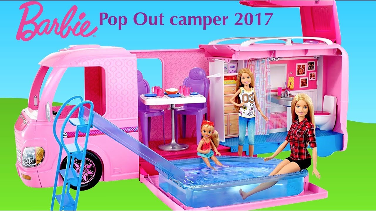 Barbie Pop Out Camper - Unboxing Assembly, Barbie Dolls Morning Routine in Dream Camper Van