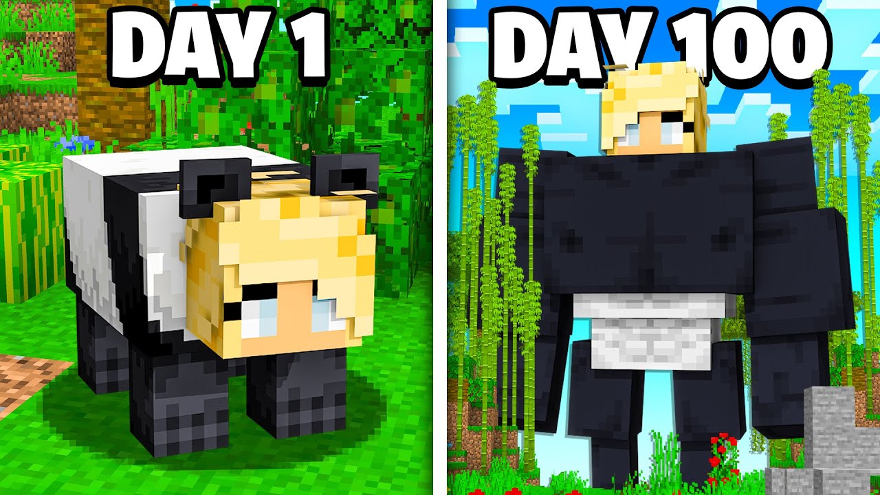 Я выжил 100 дней будучи детёнышем панды в Minecraft
