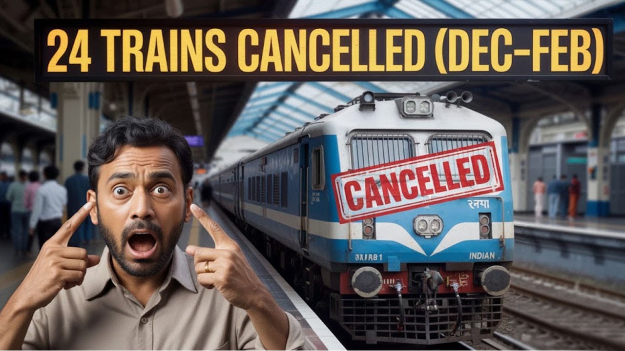 Railway Latest Big Update |1st December to 28th February रद्द ट्रैन की लिस्ट | 24 Trains Cancelled