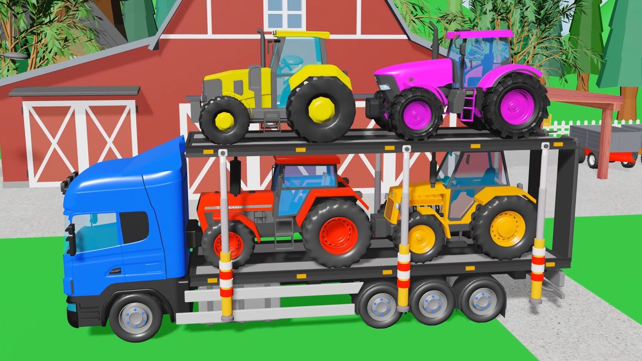 Color Tractors & Agricultural Vehicles - 60 Minutes of Farm Animation Full of Surprises