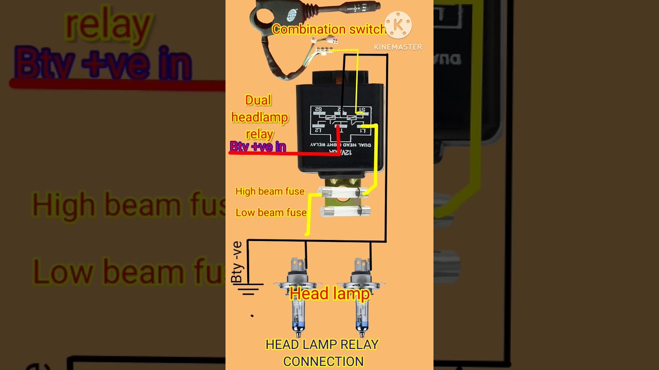 Dual head lamp relay ! dual head lamp relay wiring ! how to installed dual head lamp relay !