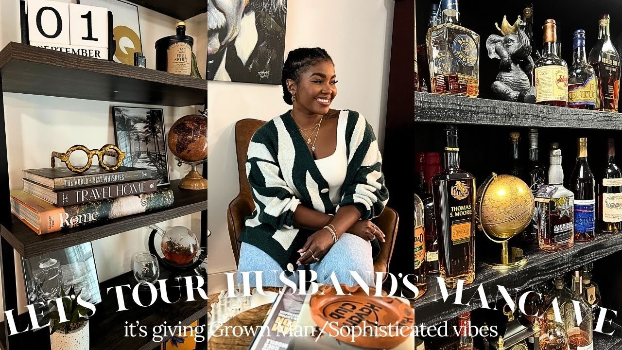 HOME DECOR UPDATES || let's tour husband's mancave || sophisticated, lounge vibes