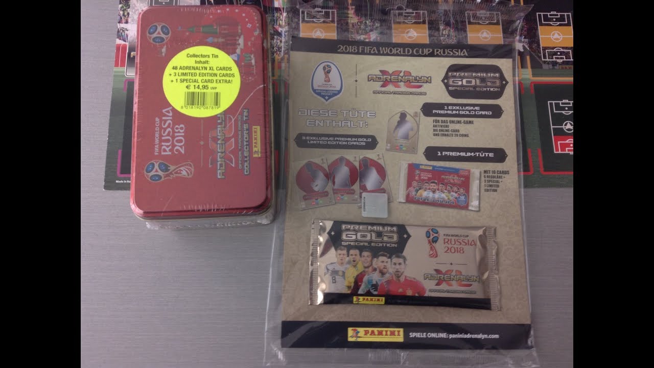 PANINI AXL WORLD CUP 2018 **GERMAN BIG TIN & GOLD PACK/7 LIMITED CARDS**