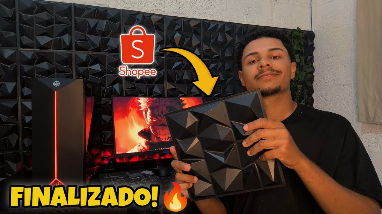 Finalizando a Parede do SETUP Gamer com PLACA 3D da SHOPEE (Parte 2 – Transformação Incrível!)