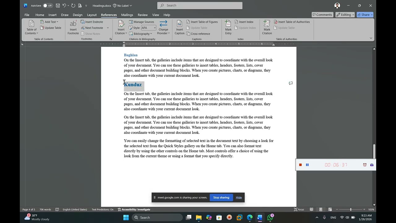 How to create table of content in Ms. word? (S4) چطور فهرست مطالب در برنامه ورد درست کنیم؟