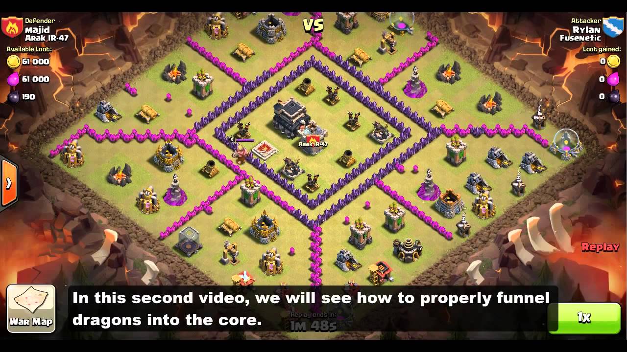 Clan Wars: TH7/TH8 Dragon Attack Strategy - Funneling