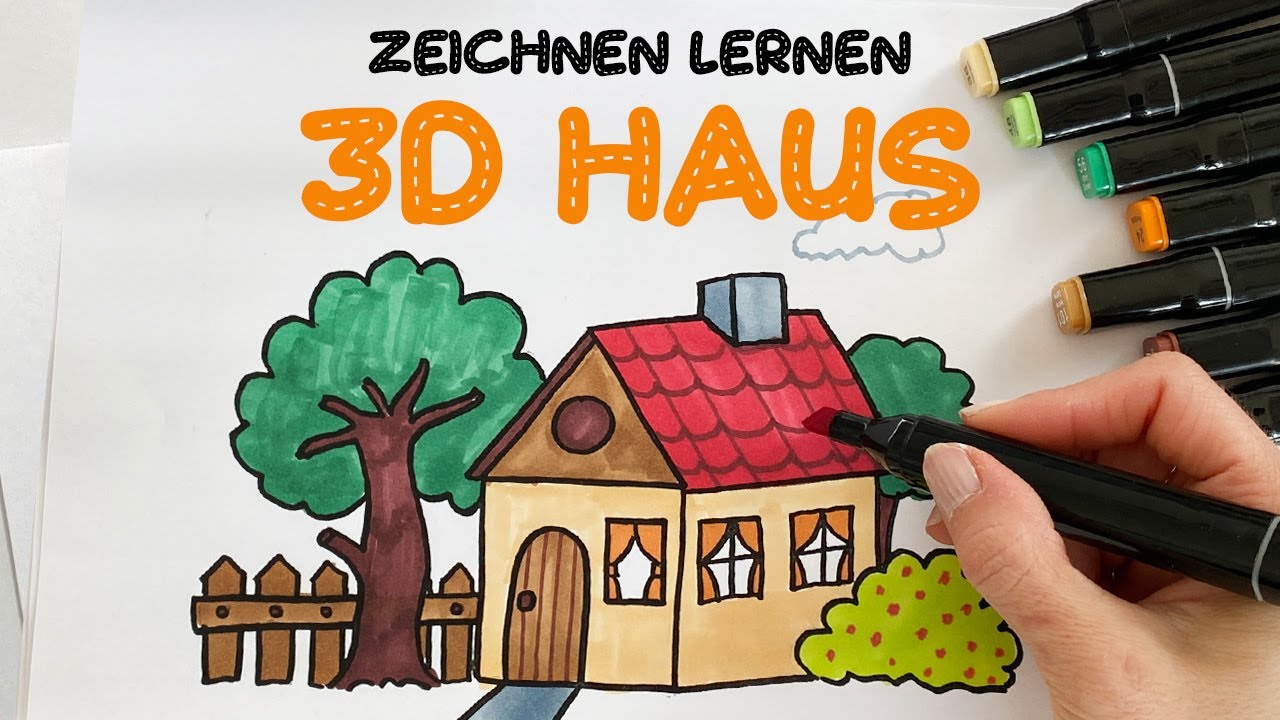 EINFACH EIN 3D HAUS ZEICHNEN  I Schritt für Schritt Kinder 5+ Jahre Alt