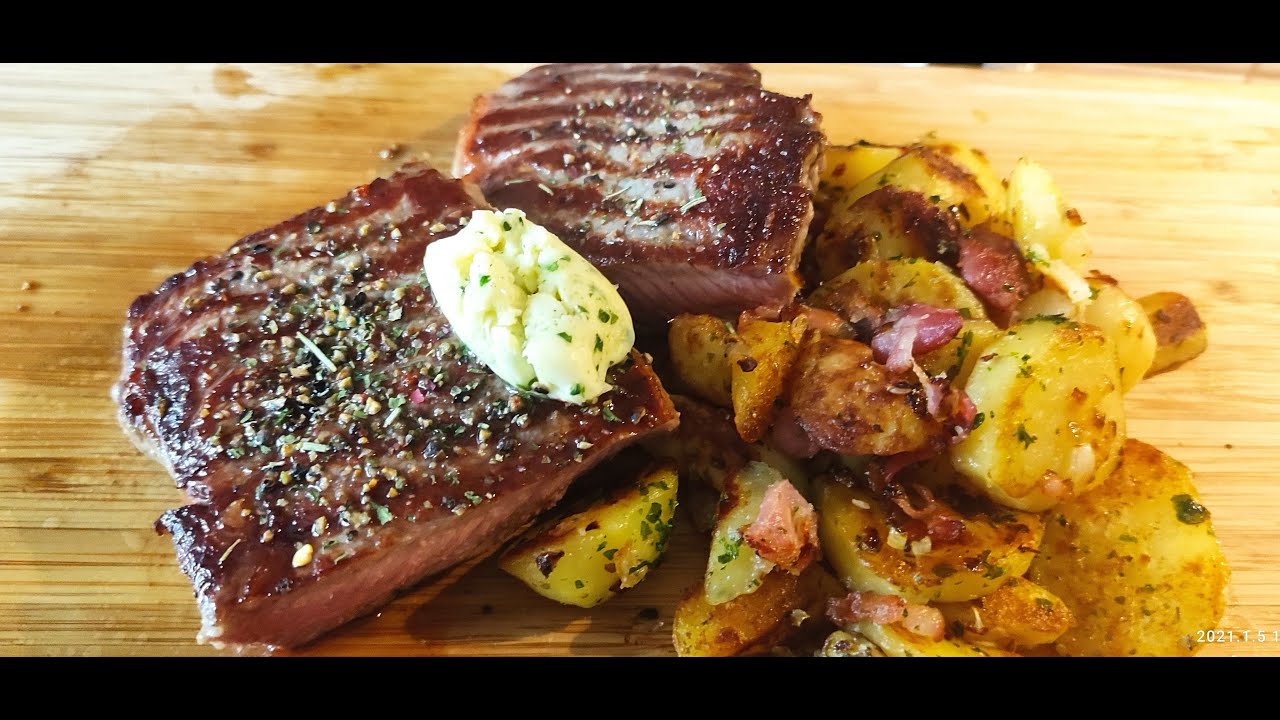 Rindersteak mit knusprigen Bratkartoffeln