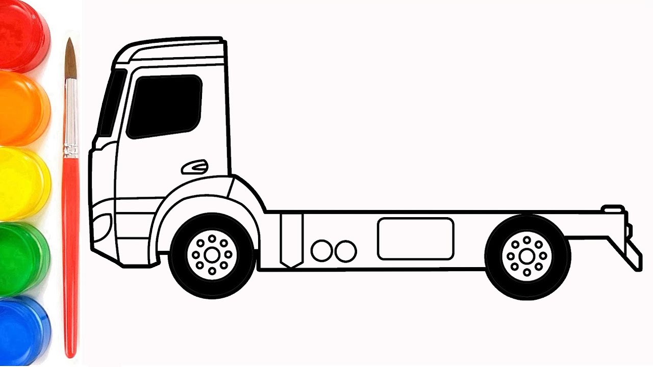 Cara Menggambar untuk anak Truk Mercedes Benz Arocs dan Mewarnai dengan Cat air