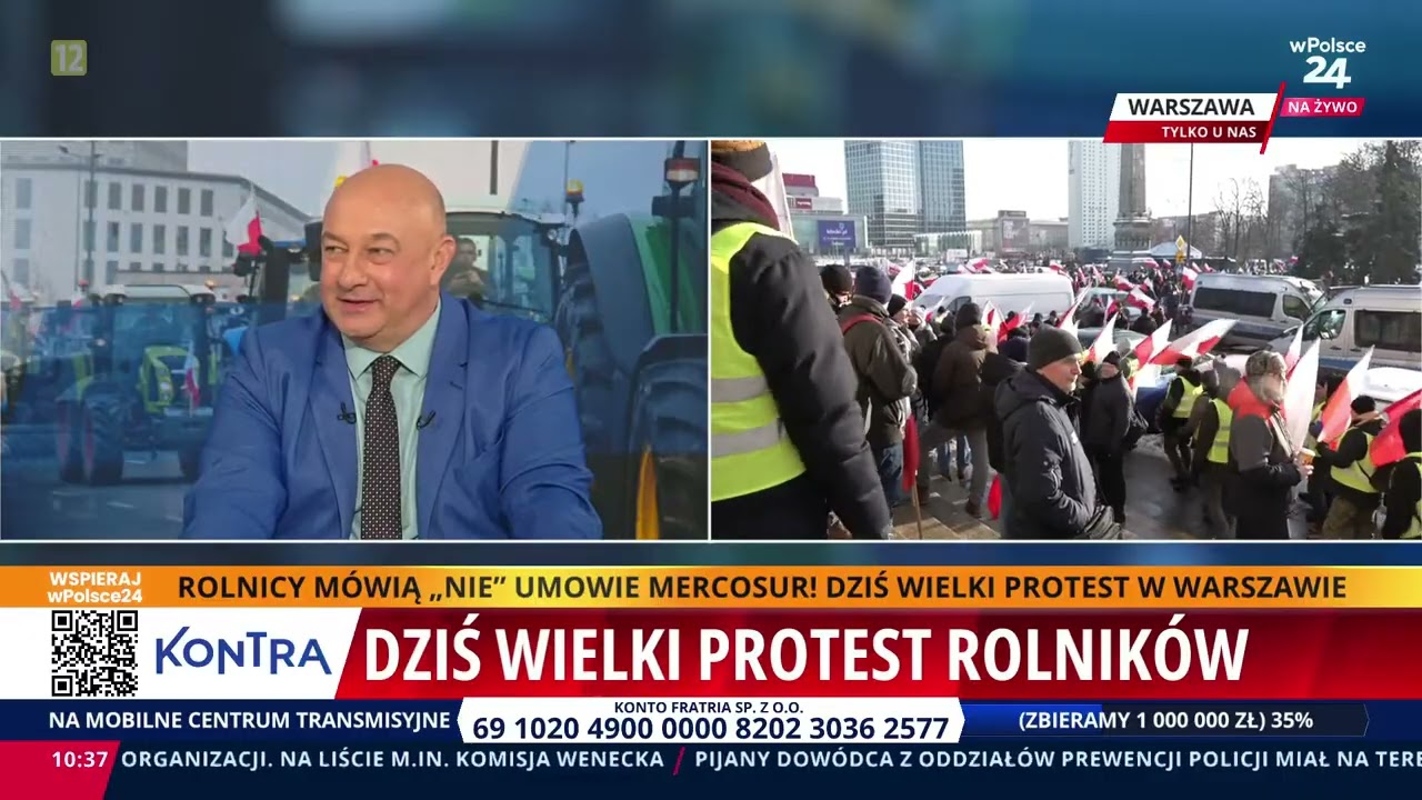 Precz z Mercosurem! Dramatyczny protest rolnik&oacute;w! Kontra, 09.01.2026