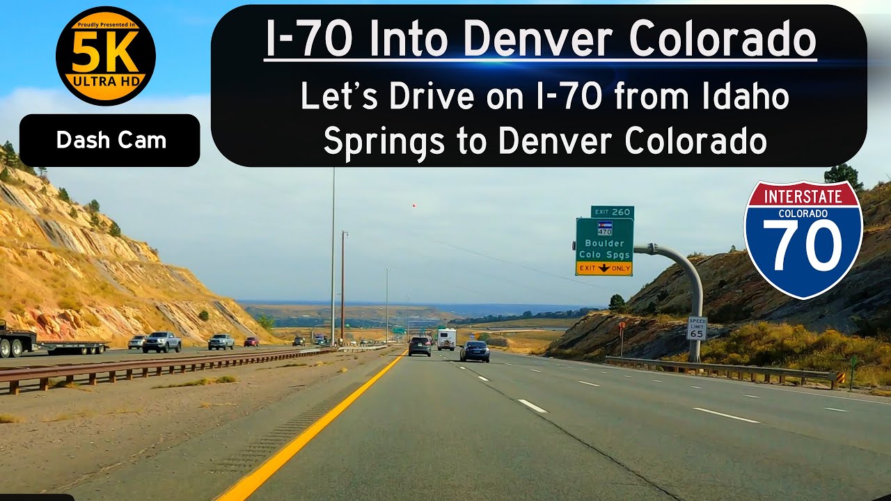 Let's Drive East on I-70 out of the Rocky Mountains & into the City of Denver along the Clear Creek