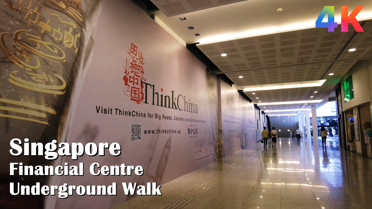 Singapore Underground Walking Raffles Place MRT to Marina Bay Financial Centre